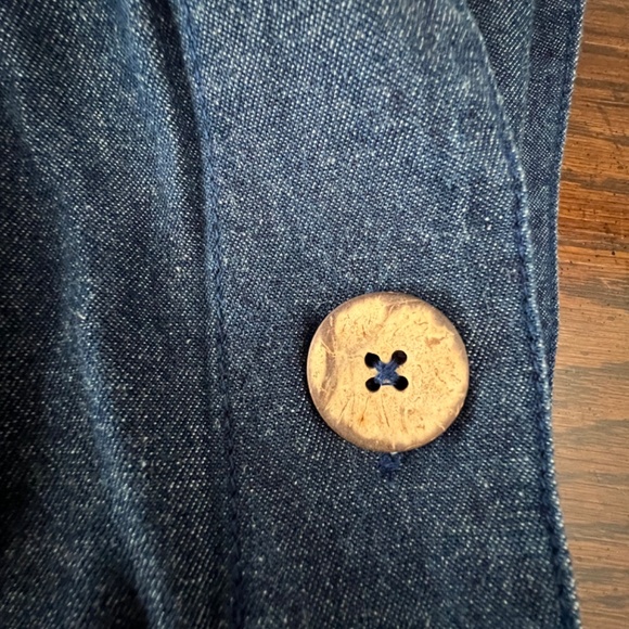 Vintage Vicki Blue Short Sleeve Jean Dress Dark Wash Denim Button Down Size L - Picture 8 of 8